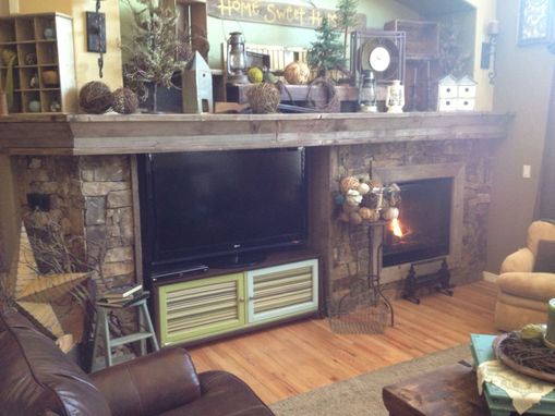 Custom Made Reclaimed Wood Mantle And Stone Work