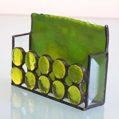 Custom Made Stained Glass Business Card Holder, 1182