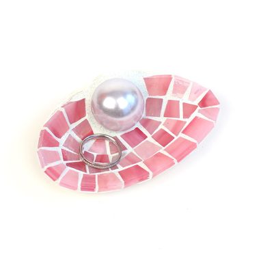 Custom Made Nautical Large Pink Seashell Wedding Ring Holder