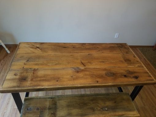 Custom Made Industrial   Barn Wood Rustic Dining Room Table Made From 1800s Reclaimed Minnesota Barn Wood