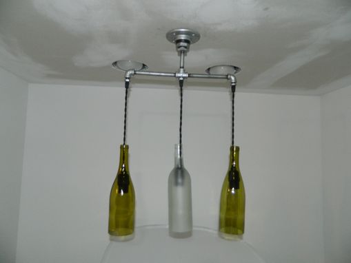 Custom Made Wine Bottle Tri-Pendant Light