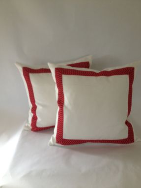 Custom Made White With Hot Pink Trim Pillow Cover