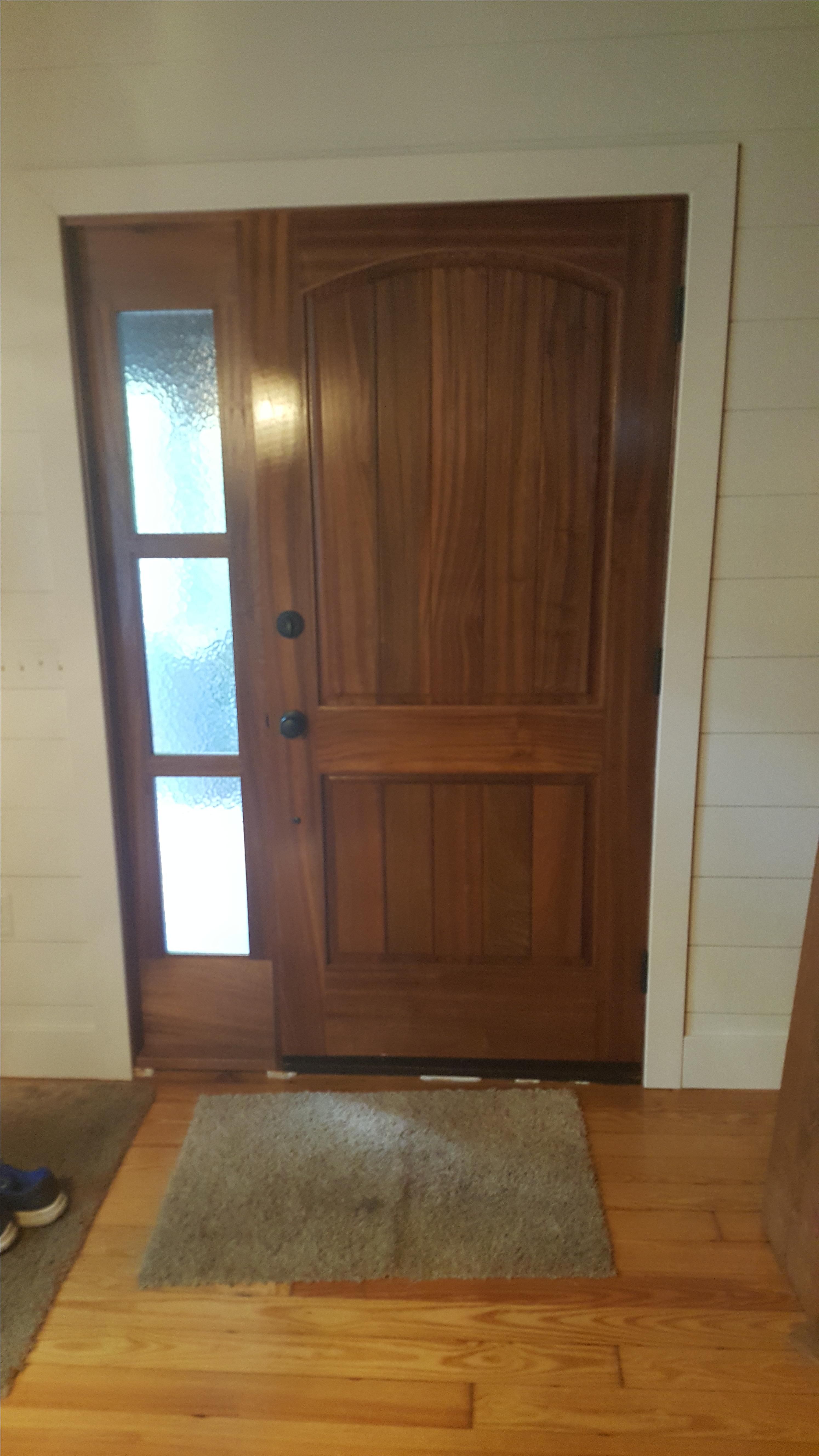 Hand Crafted Sapele Exterior Door With Triple Glass Sidelight by Wooden