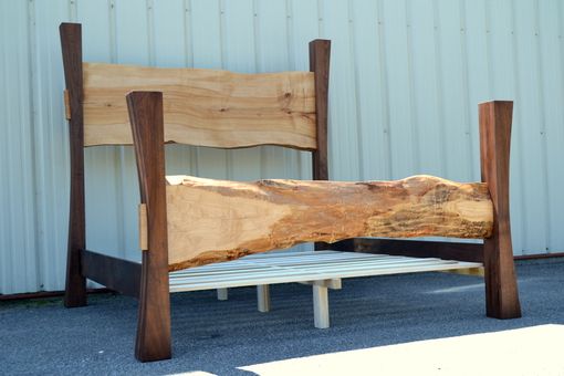 Custom Made Live Edge Maple King Size Bed With Walnut Posts