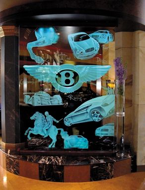 Custom Made Illuminated Carved / Etched Glass - Bentley Showroom