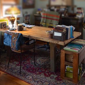 The Nicholson industrial executive desk with reclaimed barnwood top |  Deer Valley Woodworks
