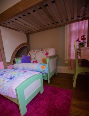 Custom Made Girl's Twin Loft  / Bunk Bed With Stairs, Futon And Desk
