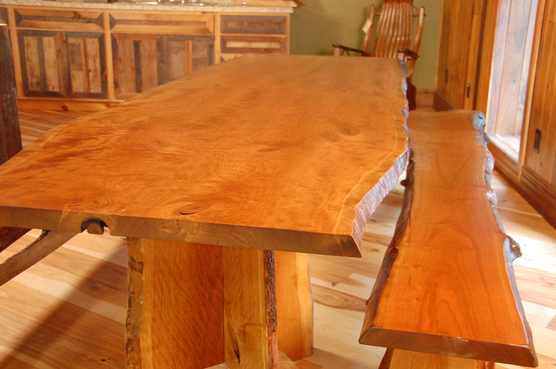 Hand Made Cherry Dining Table And Benches With Live Edge By Corey Morgan Wood Works 1324