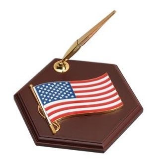 Custom Made Pen Holder With American Flag Medallion