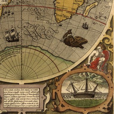 Custom Made 1595 Hondius Map Of The World