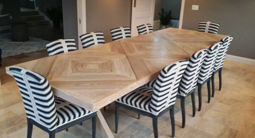 Custom Made Parquet Dining Table With Bronze Inlay