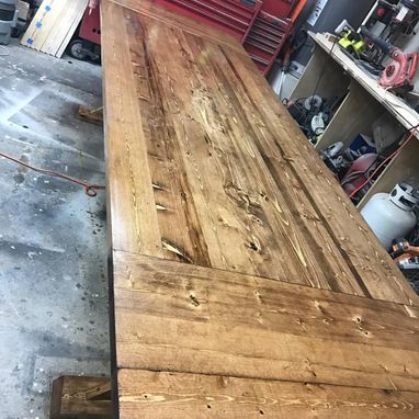 Custom Made Rustic Trestle Table With Expansion Leaves