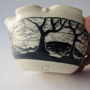 Custom Made Handmade Ceramic Ruffled Edge Tree Bowl