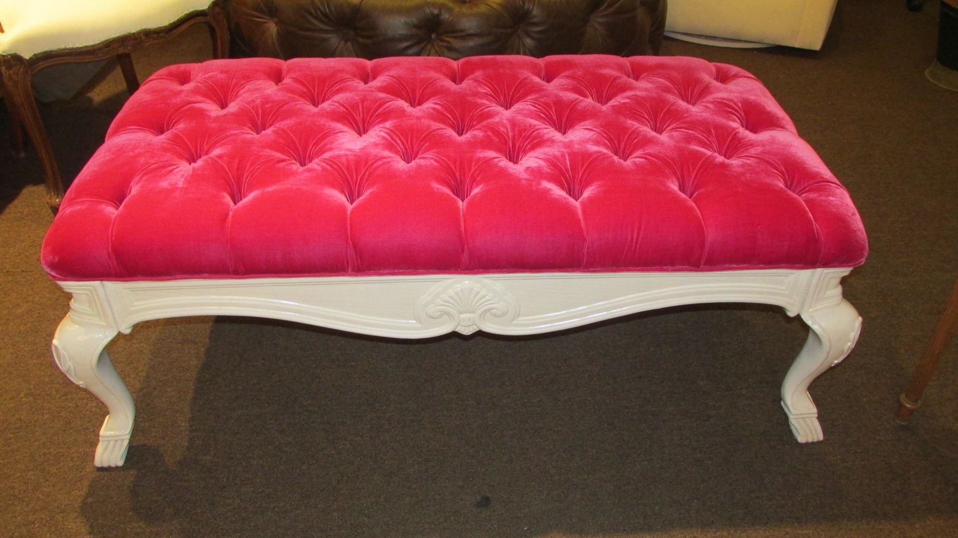 Hand Made Custom Pink Velvet Tufted Ottoman by HEAVEN | CustomMade.com