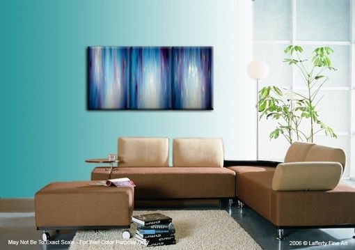 Custom Made Abstract Blue Painting, Purple Painting, Gold Original Textured Art By Lafferty - 36x72