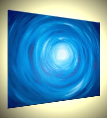 Custom Made Acrylic Abstract Blue Painting, Blue White Raindrops, Original Art By Lafferty - 30x24 Sale 22% Off