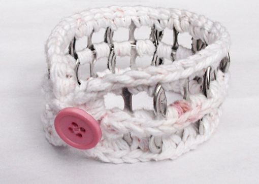 Custom Made Crocheted Button Pop Tab Cuff Bracelets
