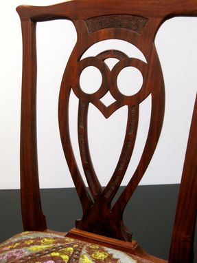 Custom Made Walnut Chippendale-Style Owl Side Chair