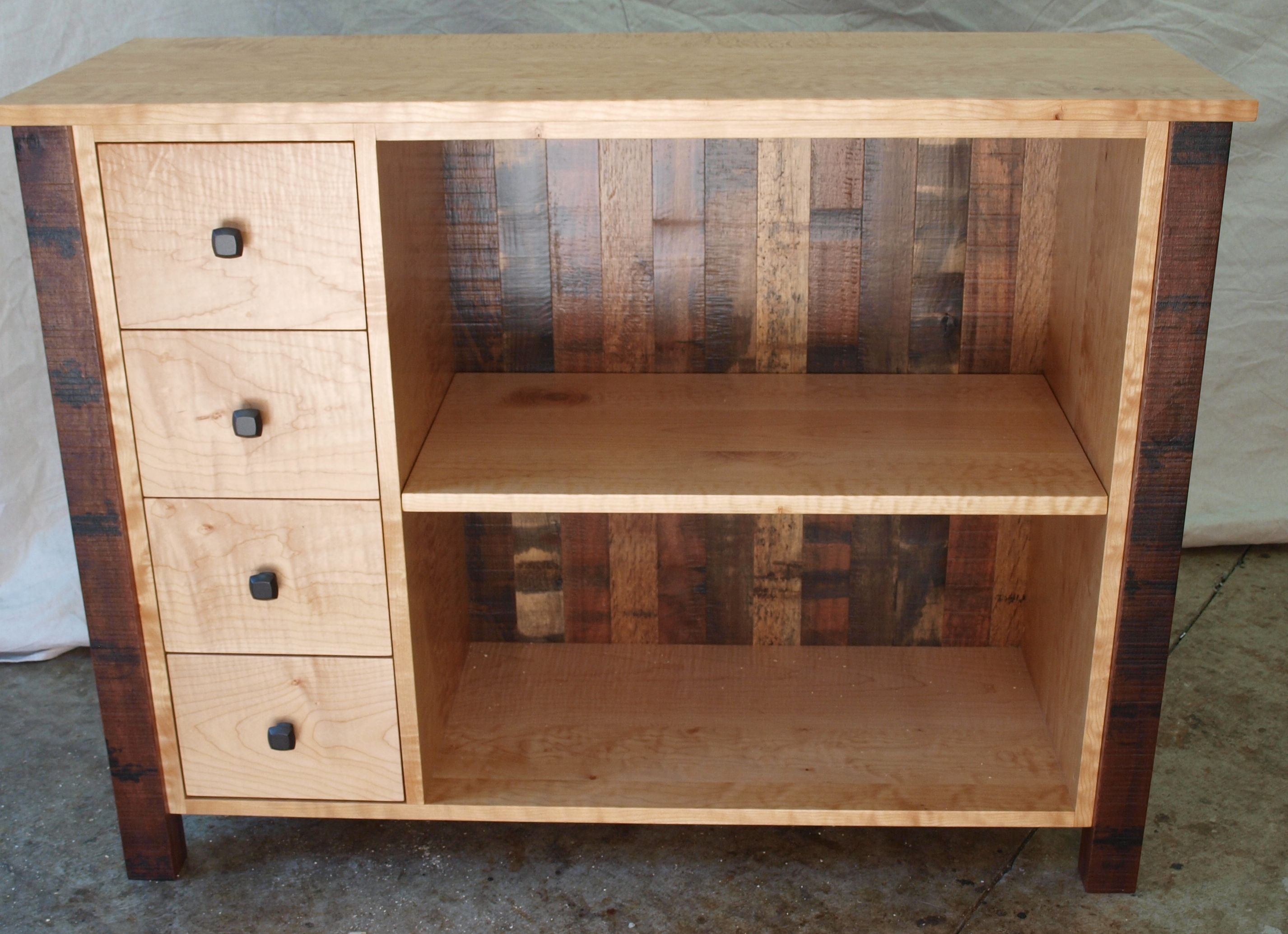 Buy Hand Crafted Reclaimed Maple Wood Bookcase With Drawers, made to
