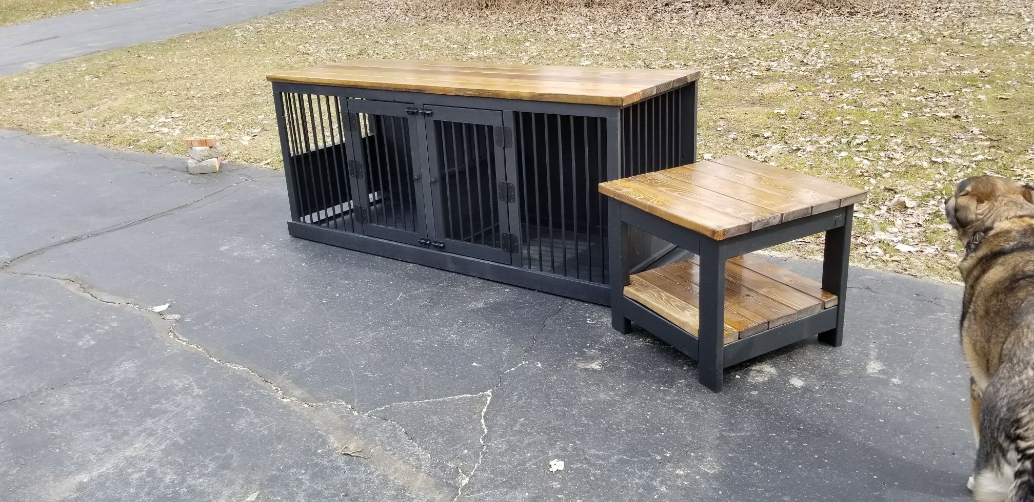 Buy Hand Crafted Custom Dog Crate Furniture Double Large, made to order