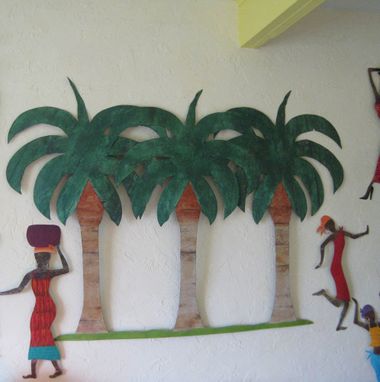Custom Made Handmade Upcycled Metal Extra Large Palm Tree Wall Art Decor