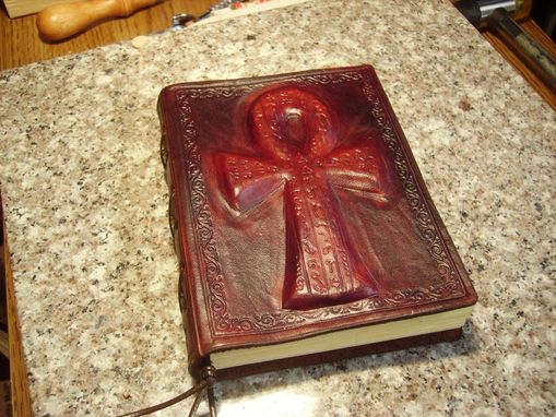 Custom Made Handcrafted Leather Journal With Embossed Ankh