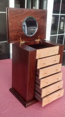 Custom Made 5 Drawer Wooden Jewelry Box With Birds Eye Maple