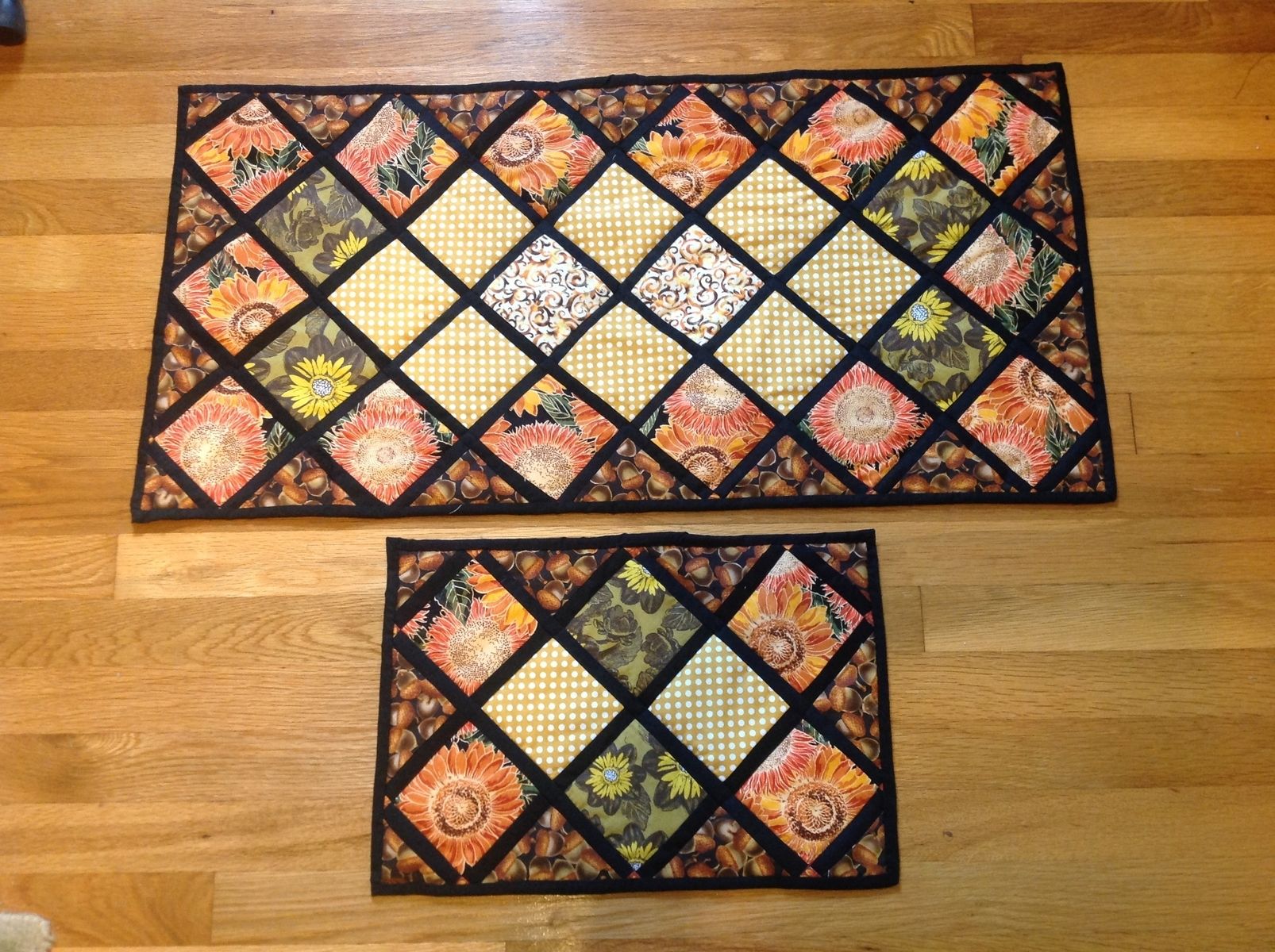 Custom Intricately Quilted Autumn/Thanksgiving Reversible Table Runner