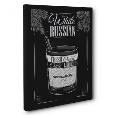 Custom Made White Russian Drink Recipe Kitchen Canvas Wall Art