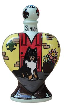 Custom Made Sittin’ Proud Dog Heart Vase Urn