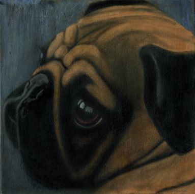 Custom Made Pug Painting Original Oil 24 X 24 Gallery Wrapped Canvas - 10% Benefits Animal Charities