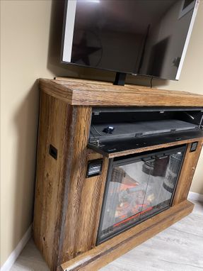 Custom Made Custom Barnwood  Electric Fireplace Cabinet With Remote Raising Tv