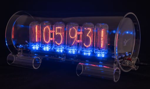 Custom Made Large Glass Nixie Clock In-18 Model