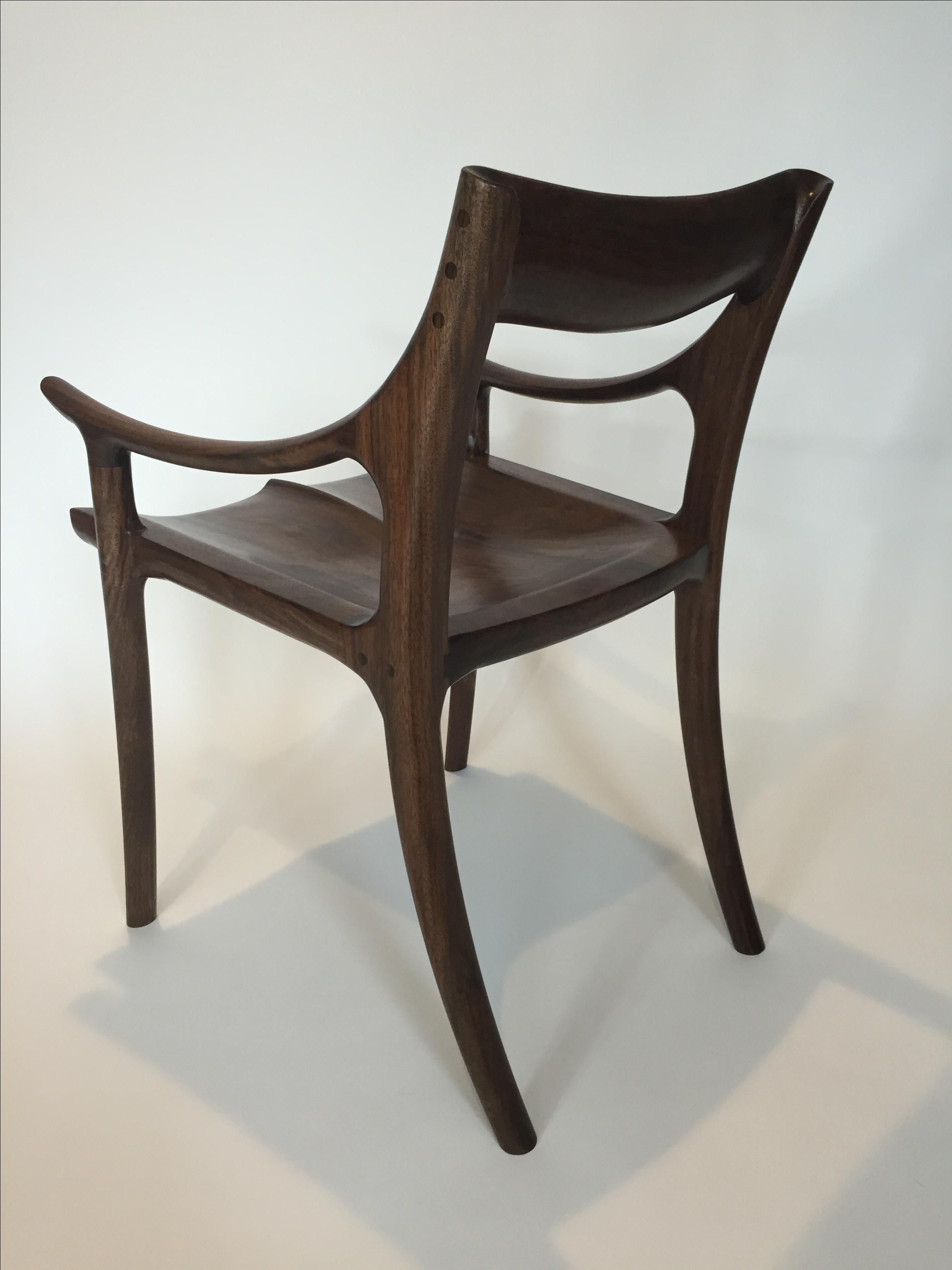 Hand Made Black Walnut Sculpted Dining Chair by Olsons WoodWorks