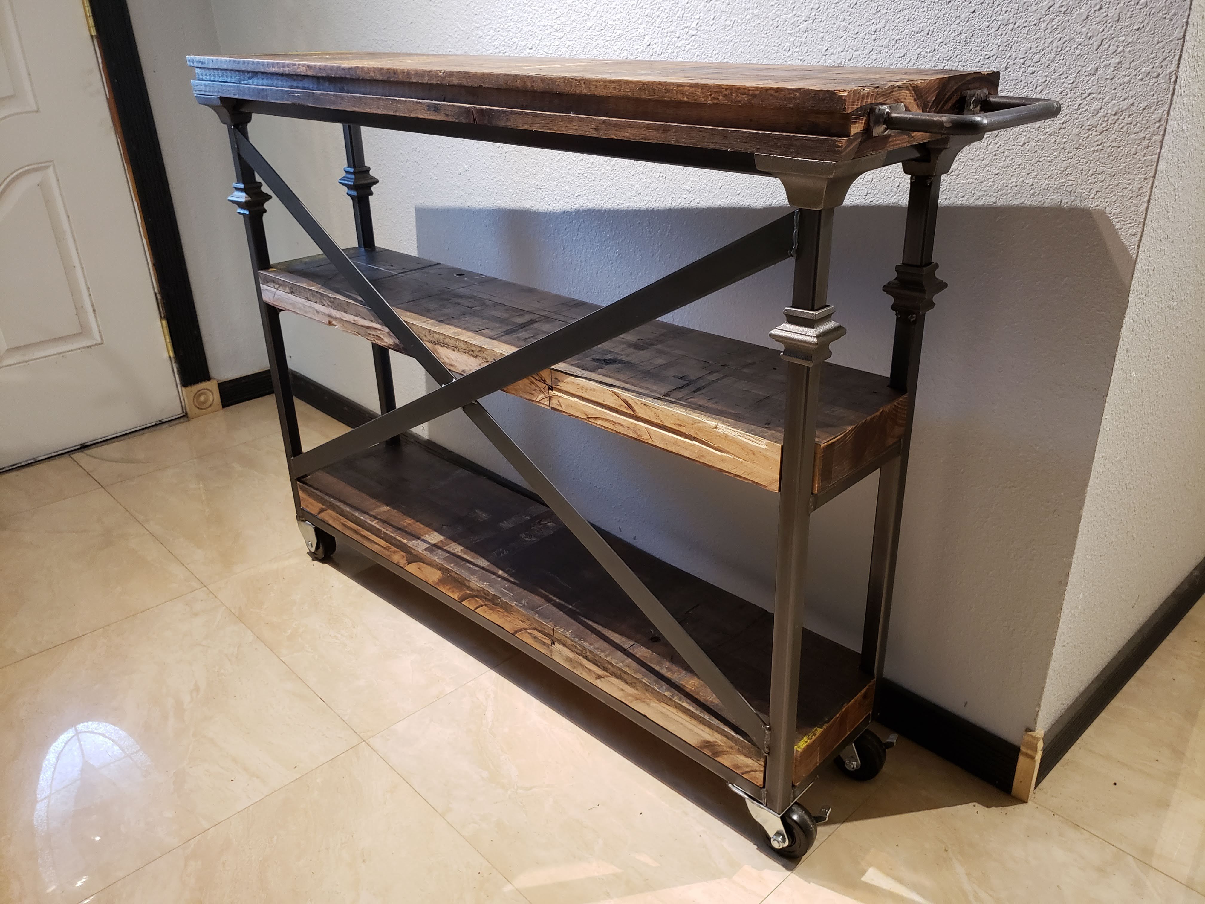 Custom Industrial Vintage Serving Cart by Dirty Metal Secrets