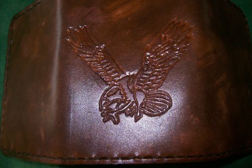 Custom Made Custom Leather Imperial Trifold Wallet With Preying Eagle Design