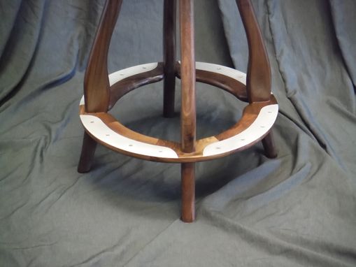 Custom Made Black Walnut Stool With Swivle And Metal Foot Rest