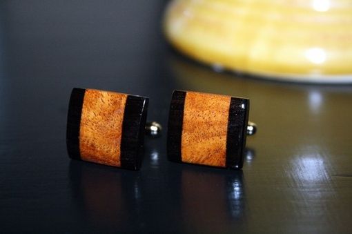 Custom Made Amboyna Burl And Gaboon Ebony Cuff Links