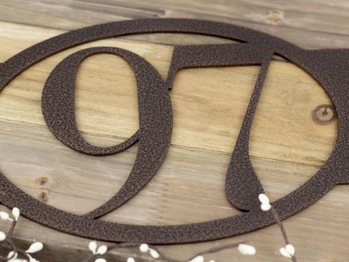 Custom Made Metal House Number Sign, 2 Digit - Copper Vein Shown
