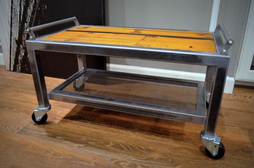 Custom Made Modern Industrial Coffee Table With Handles