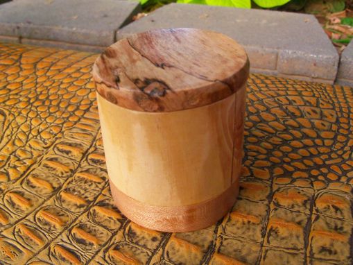 Custom Made Cylindrical Ring Box In Cherry And Spalted Maple