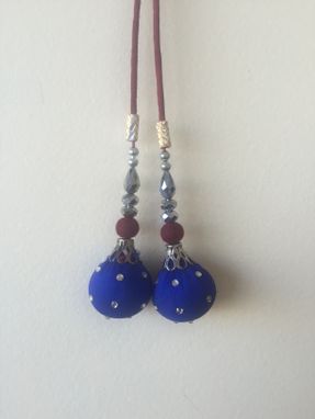 Custom Made Blue Silk Hanging Balls With Crystal Stones,Silver Beads On  Silk Fabric,Could Be Hanged In Thread .