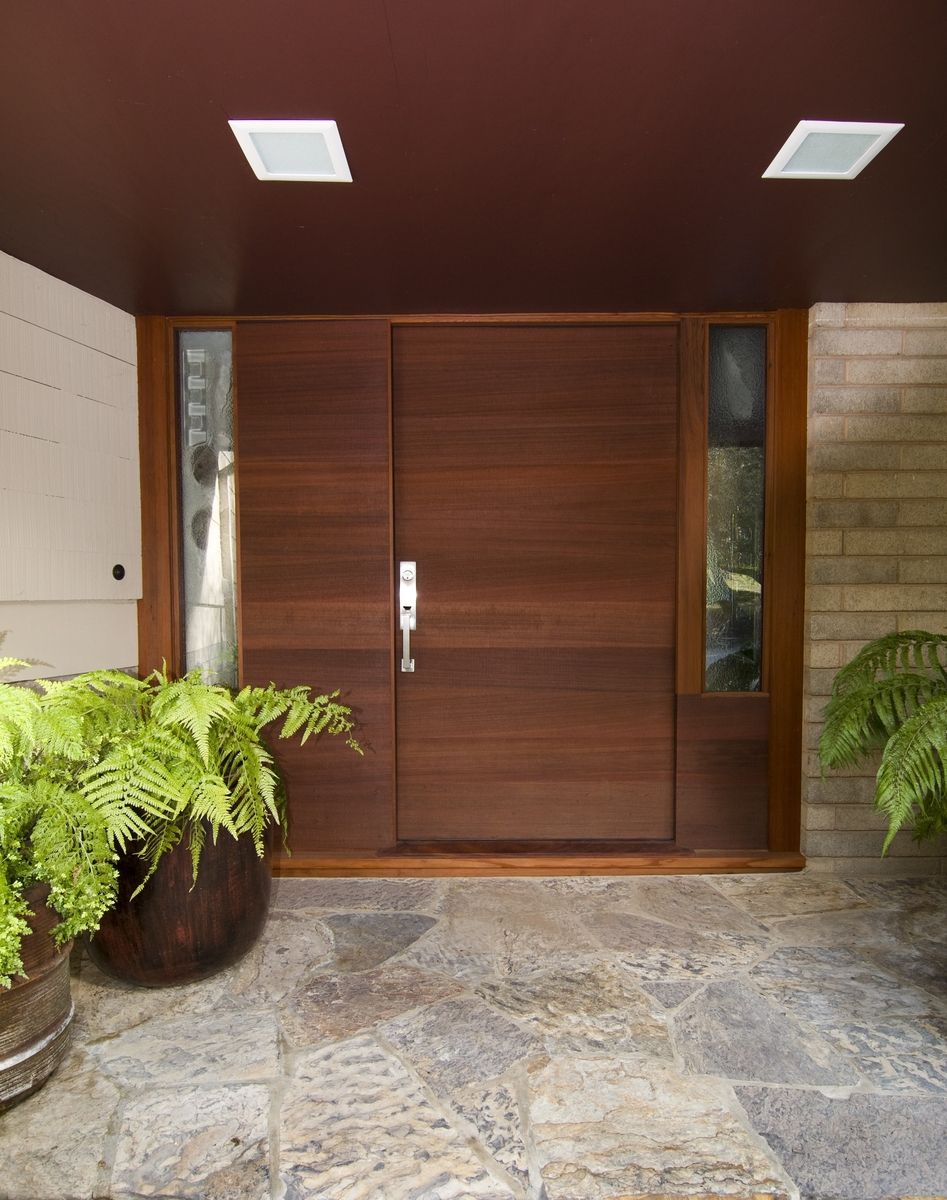 custom made front entry door with horizontal grain by