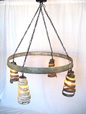 Custom Made Wine Barrel Ring Chandelier - Bajan Celestial - Made From Retired Ca Wine Barrel Rings