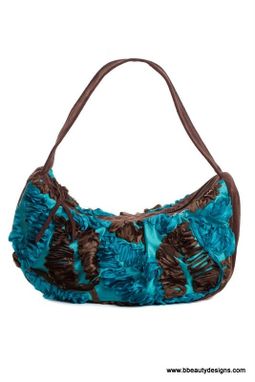 Custom Made Wisteria Custom Teal & Chocolate Leather Hobo Handbag Shoulder Bag By Bbeauty Designs