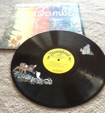 Custom Made Upcycled Hand Painted Vinyl Record - Bambi