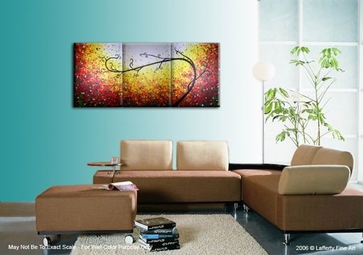 Custom Made Original Large Abstract Red Tree Original Landscape Painting By Dan Lafferty - 30 X 72