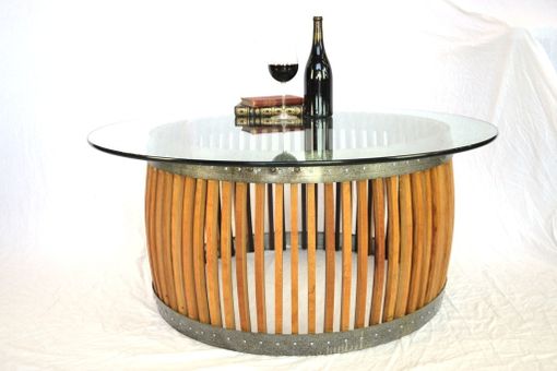 Custom Made Wine Barrel Coffee Table - Capparis - Made From Retired California Wine Barrel Staves