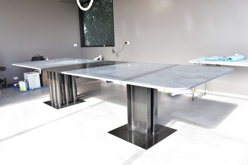 Custom Made Steel+Stone Industrial Table