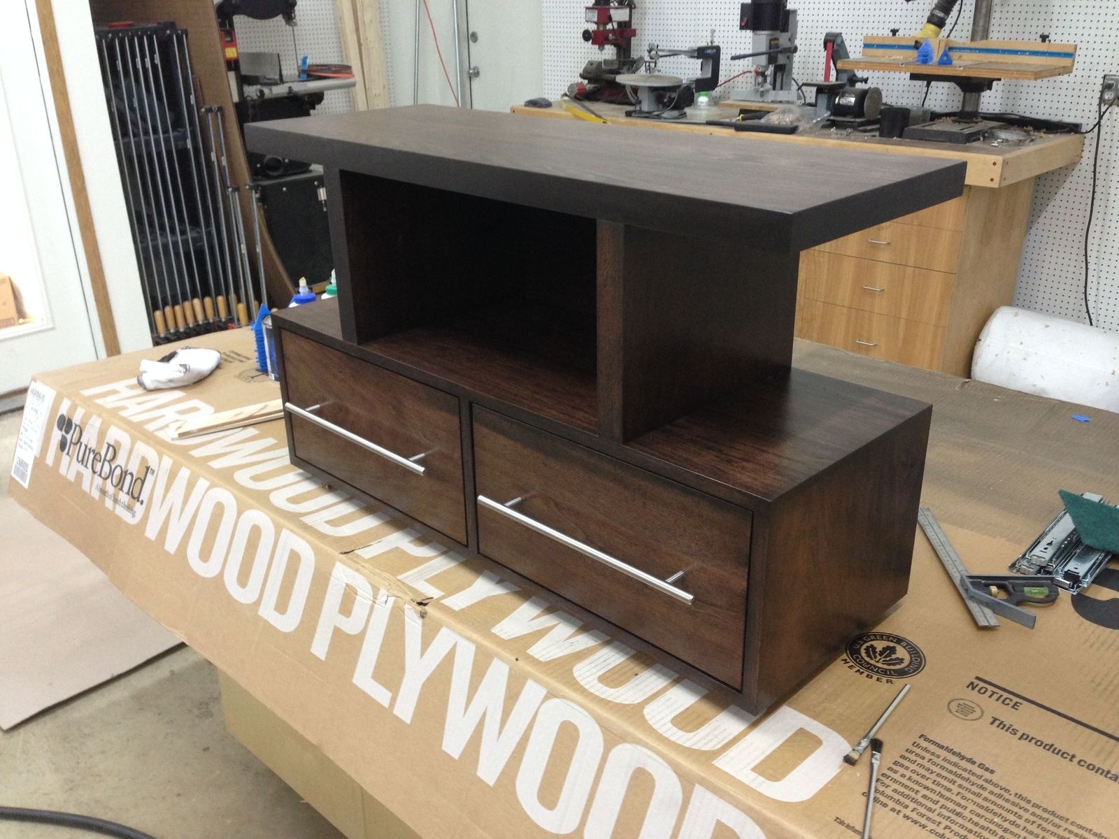 Custom Java Espresso Media Cabinet W Drawers By MAD Woodwork   113358.494285 